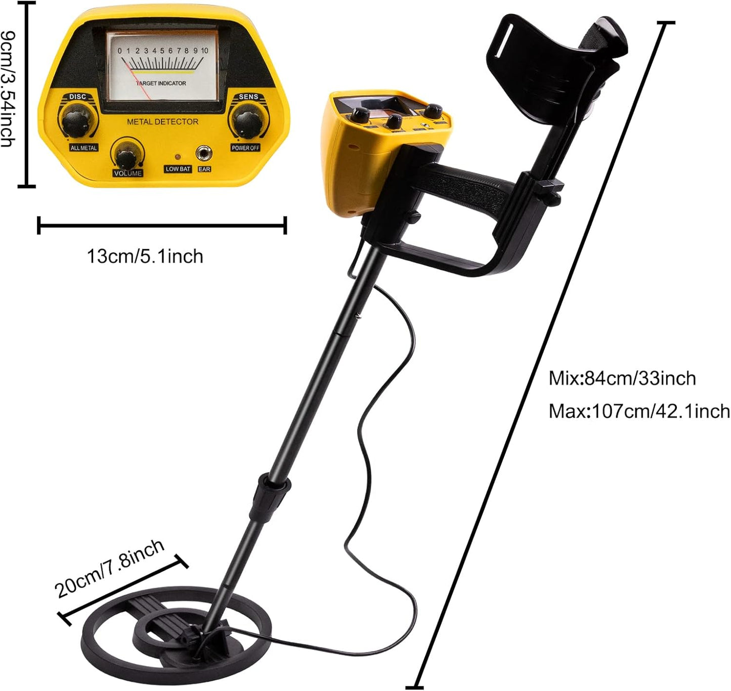 Detector de metales para adultos de perilla