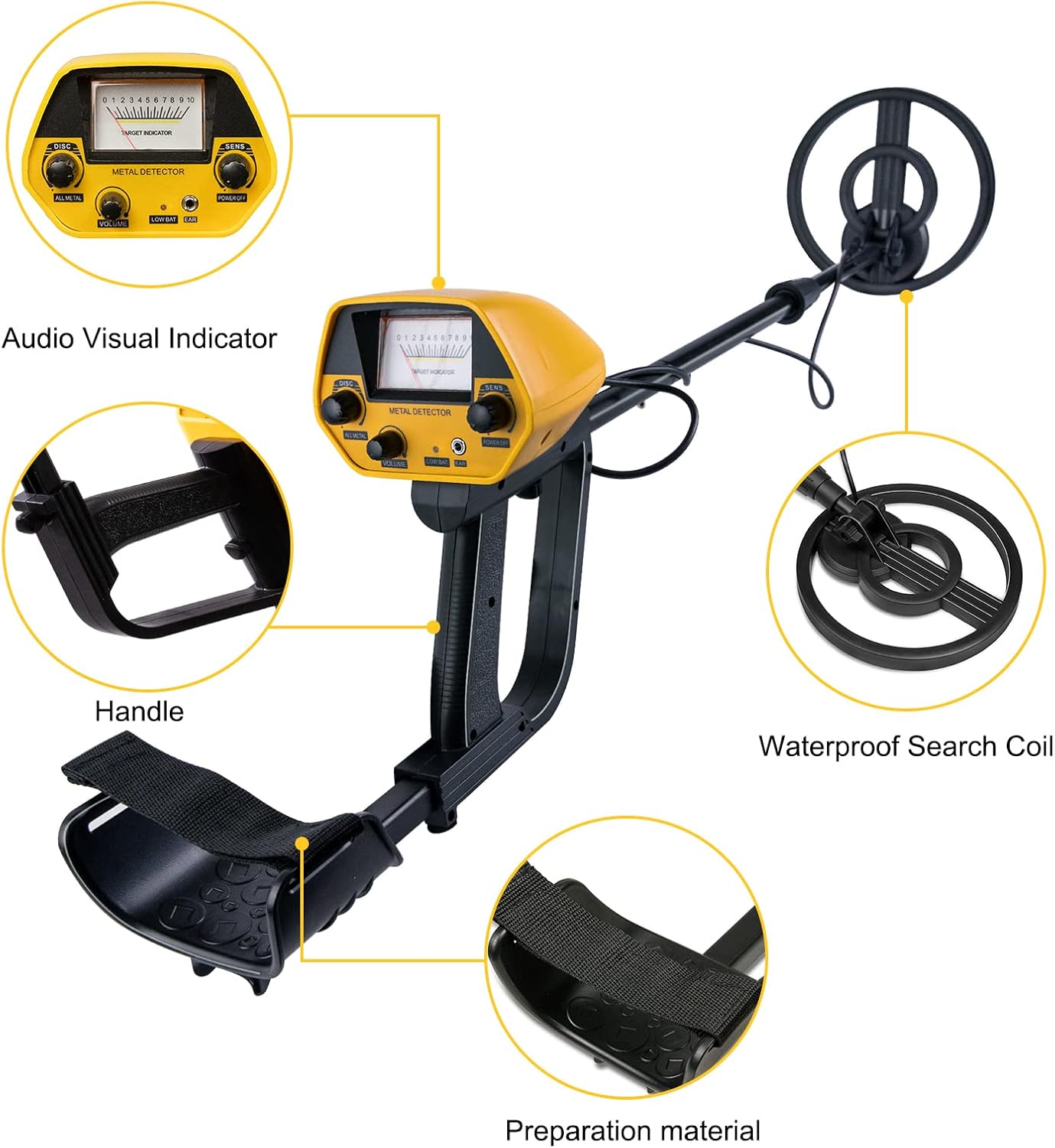 Detector de metales para adultos de perilla