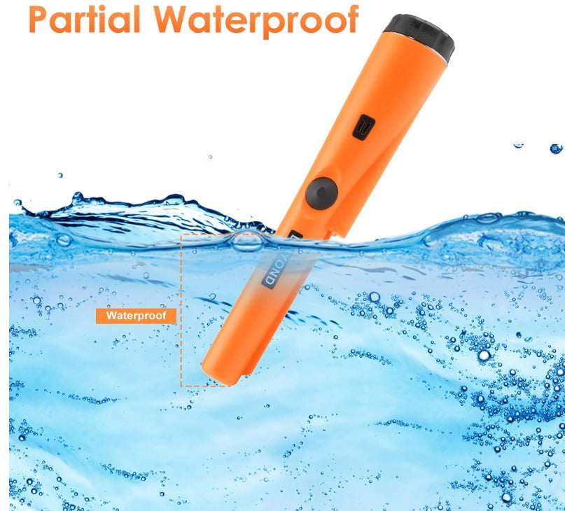 Dmyond Detector de metales, varita puntero de mano profesional impermeable, sonda buscadora de tesoros con batería de 9 V para adultos, niños, naranja