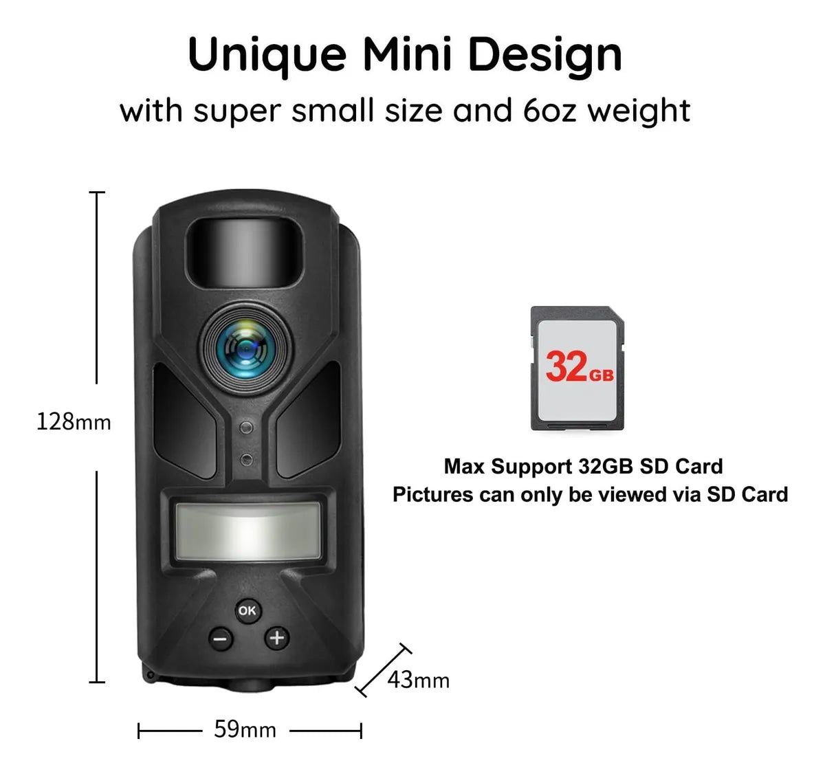 Mini Camara Trampa De Caza Para Monitoreo De Vida Silvestre Negro