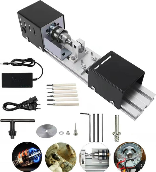 Mini Torno Perlas Pulidora Máquina DIY Mecanizado para Mesa Carpintería Power Herramienta de Madera Torno Set Rectificado