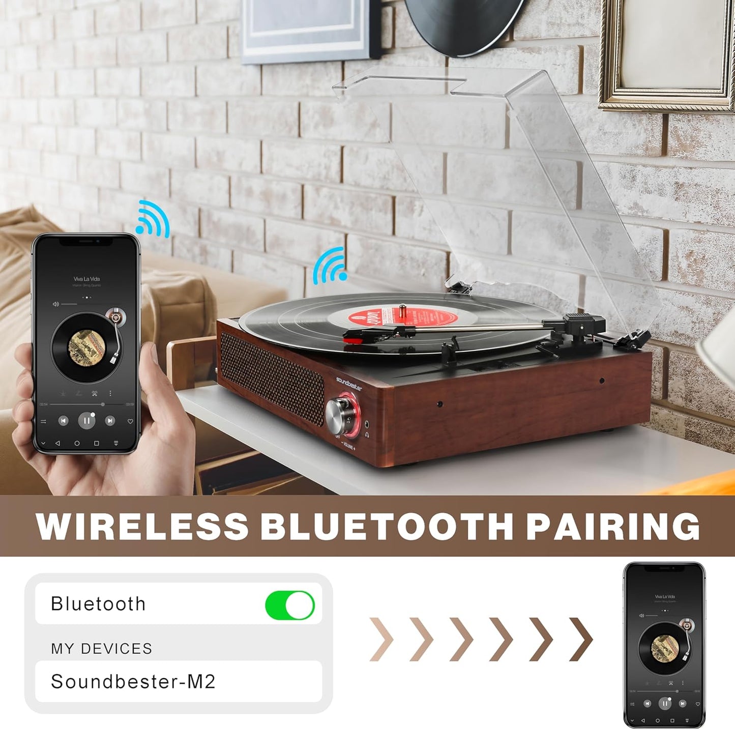Tocadiscos de vinilo con receptor Bluetooth integrado