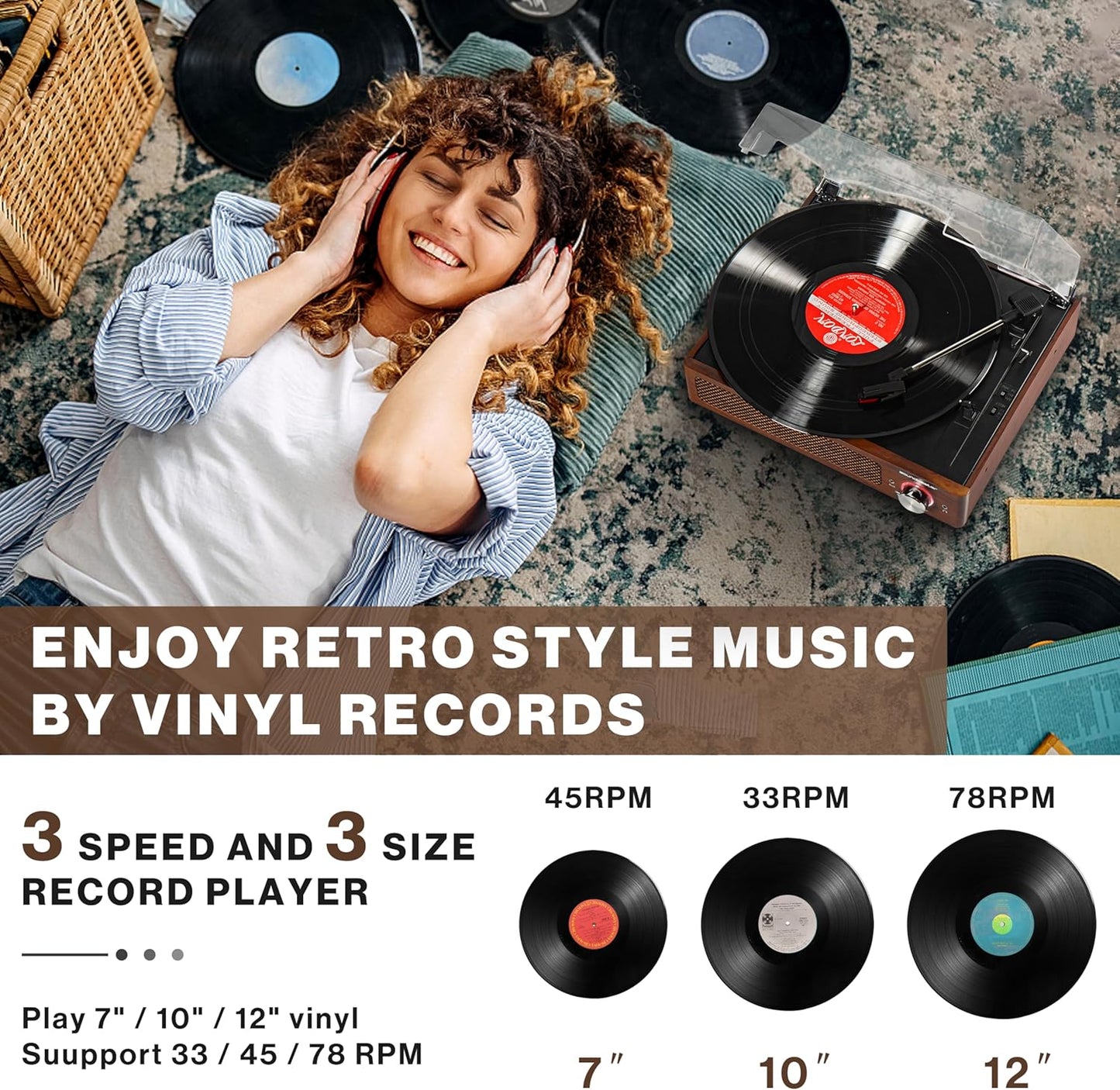 Tocadiscos de vinilo con receptor Bluetooth integrado