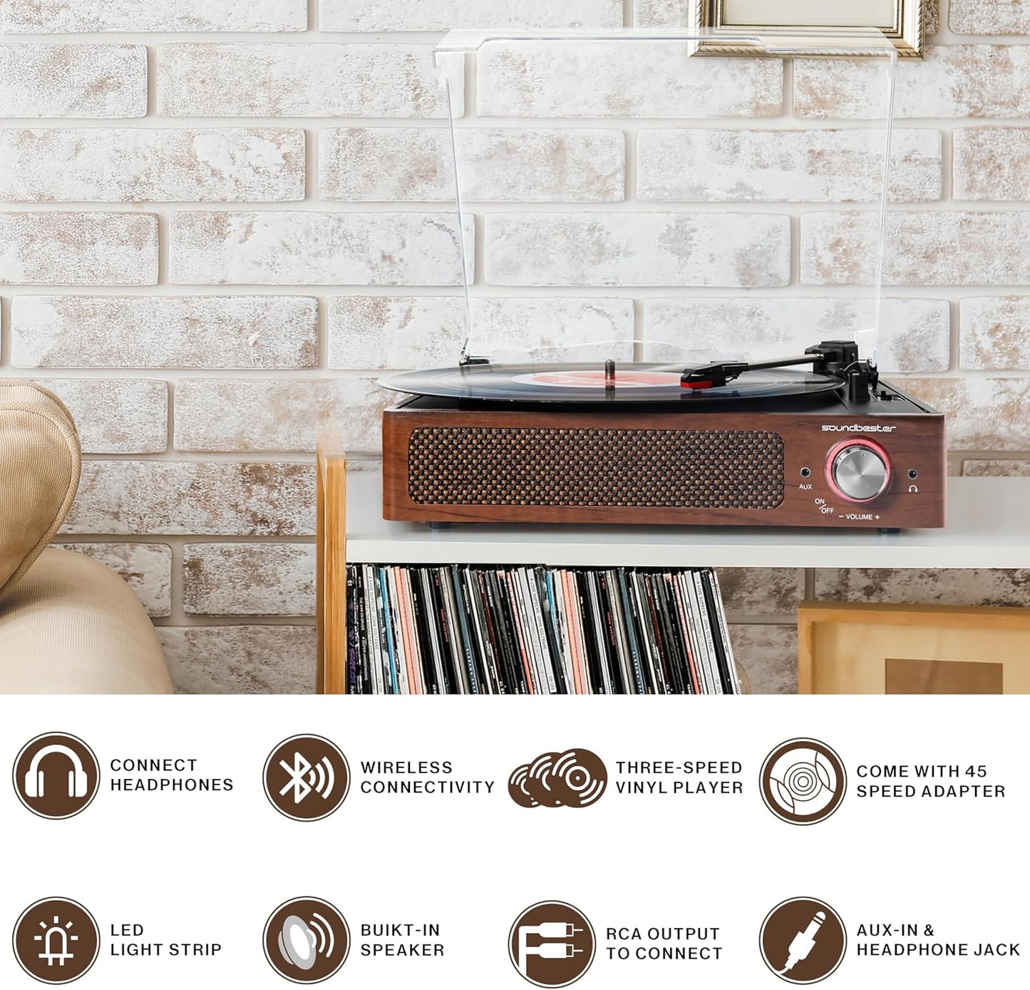 Tocadiscos de vinilo con receptor Bluetooth integrado