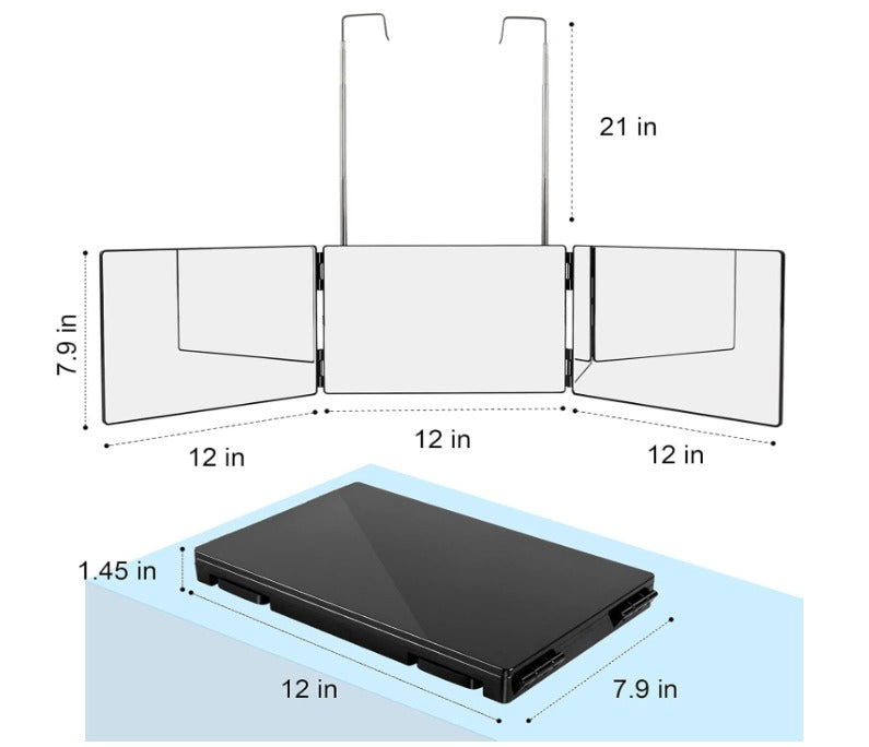 Espejo 360 – Espejo de 3 vías para corte de cabello – Espejo de peluquero triple ajustable para cortar tu propio cabello – Sistema de corte de pelo triple para hombres y mujeres trenzado
