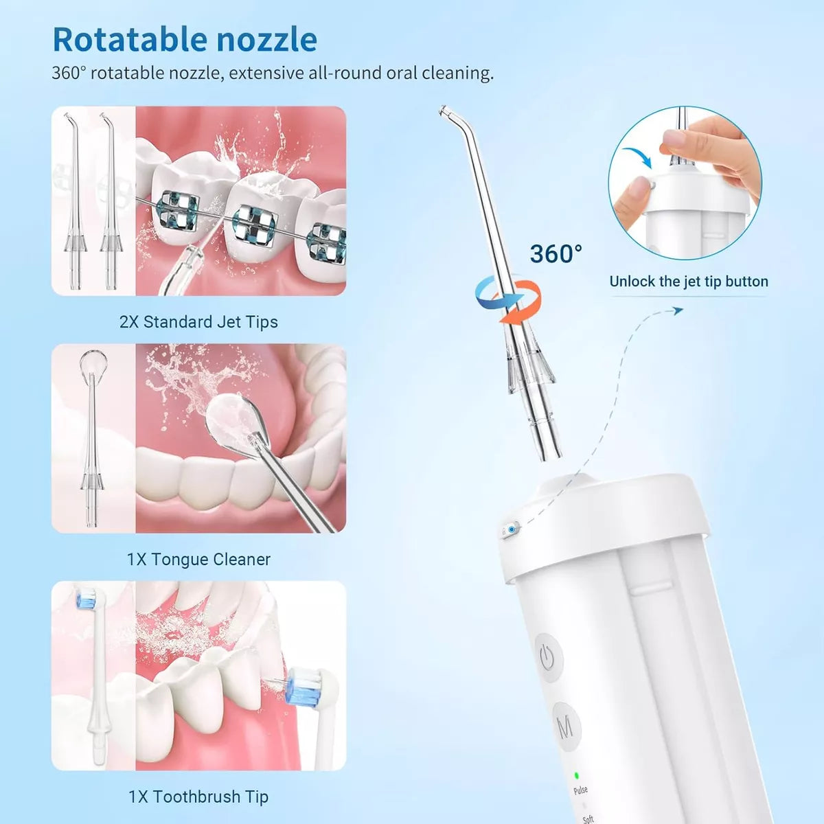 Irrigador Dental Inalámbrico, Hilo Dental Recargable