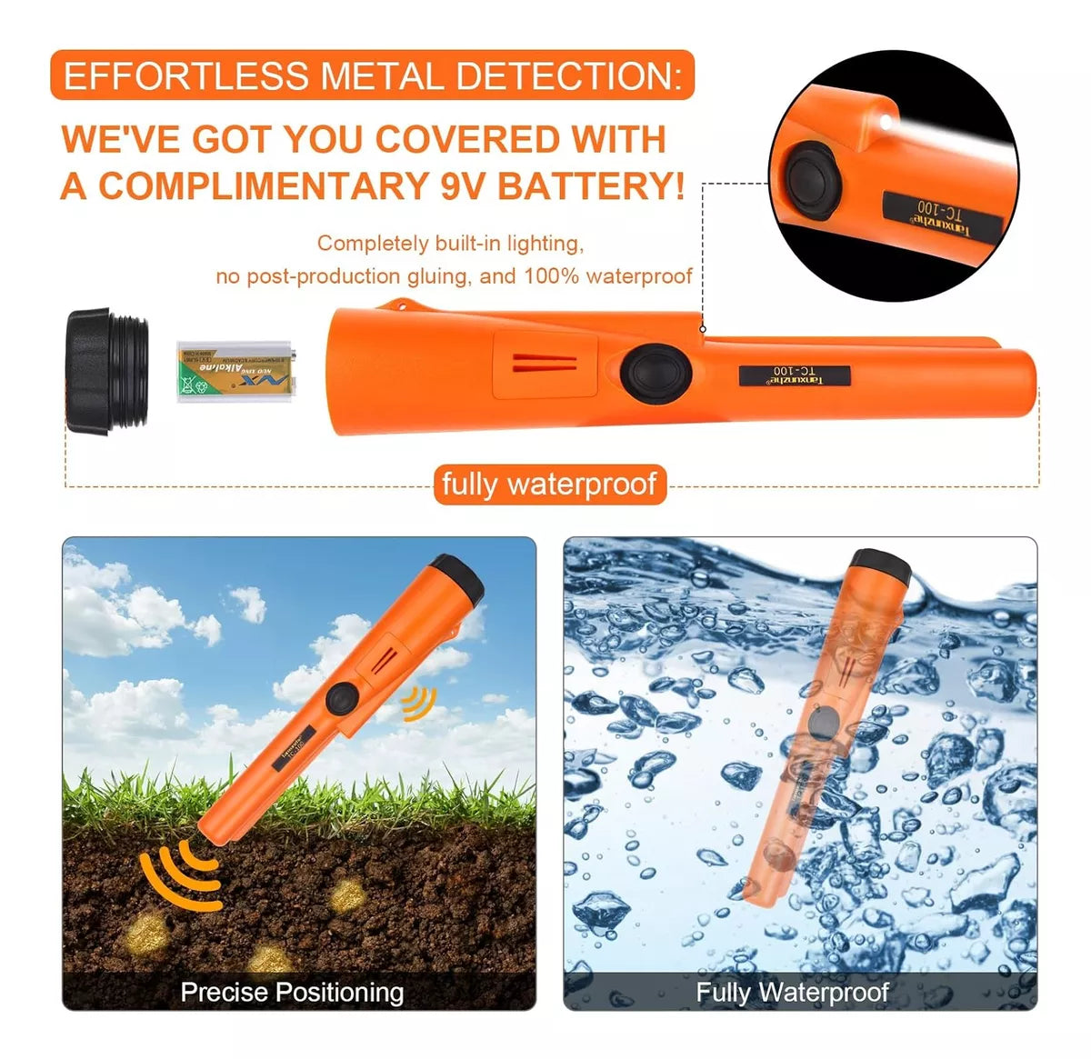 Detector De Metales, Totalmente Sumergible, Impermeable