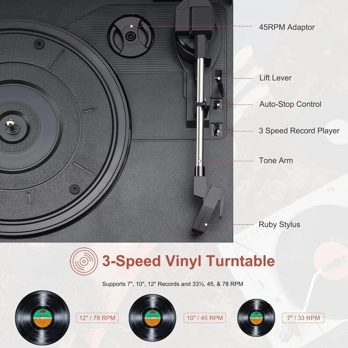Tocadiscos 9en1 , Disco Vinipel, Cd, Cassette,radio Am/fm